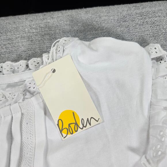 Boden Girls 13-14 Year NWT White Eyelet Long Sleeve Top Preppy Cottagecore Teen - Picture 5 of 10